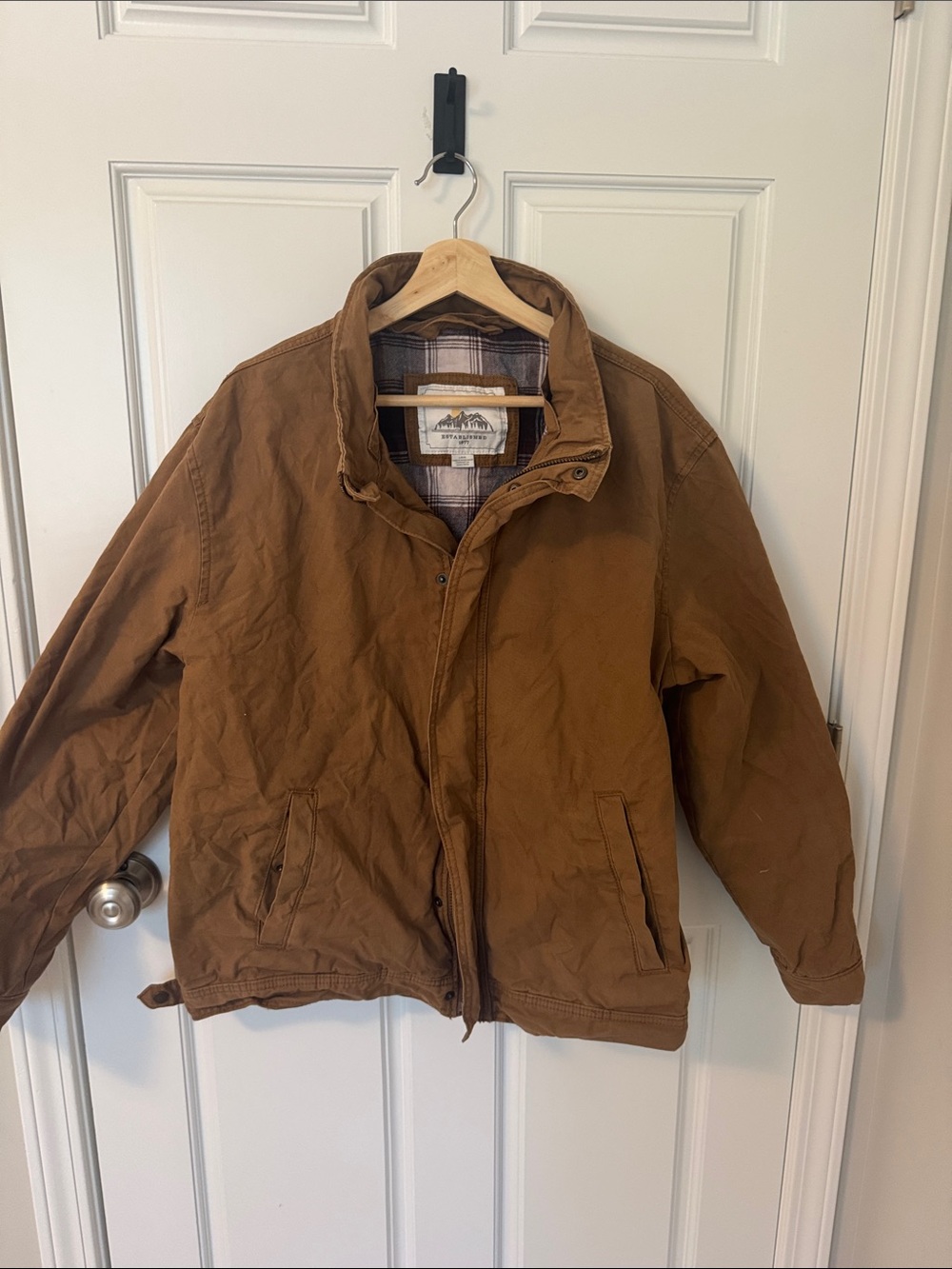 American Eagle Outfitters Brown Field Jacket with Plaid Lining